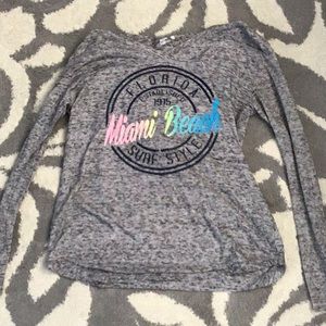 Gray long sleeve hooded Miami Florida shirt